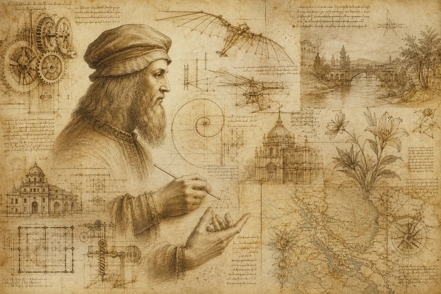 Leonardo da Vinci, Notebook Studies, Editorial Montage
